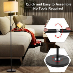 Living And Home 177Cm Black Metal E27 Base Fabric Lampshade Mother&child Floor Light Floor Lamp With Individual Switch - thumbnail 8