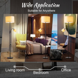 Living And Home 177Cm Black Metal E27 Base Fabric Lampshade Mother&child Floor Light Floor Lamp With Individual Switch - thumbnail 5