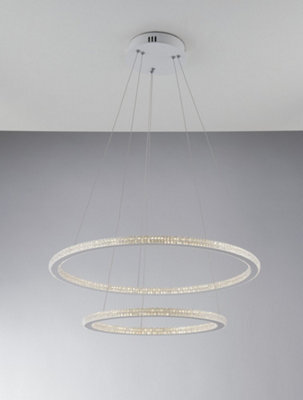 Luminosa Lighting Luminosa Bryant Integrated Led 2 Tier Circular Crystal Pendant Light, 4000K