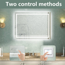 AVER-GROWTH Bathroom Mirror With 3 Colour Led Lights Demister Pad Anti-Fog Touch/wall Switch Dimmable Portrait/landscape 700X500mm - thumbnail 5