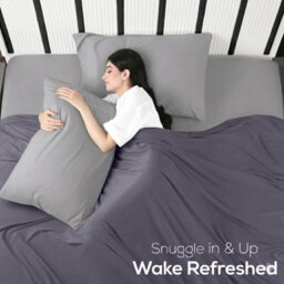 Oxford Homeware Grey Flat Sheet 100% Egyptian Cotton 200 Thread Count Soft Easy Care Bedding Sheet (W)270Cmx(L)298Cm (King) - thumbnail 8