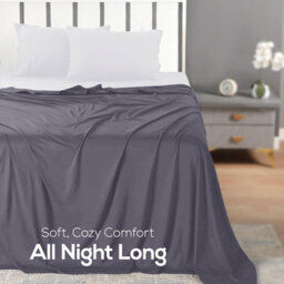 Oxford Homeware Grey Flat Sheet 100% Egyptian Cotton 200 Thread Count Soft Easy Care Bedding Sheet (W)270Cmx(L)298Cm (King) - thumbnail 4