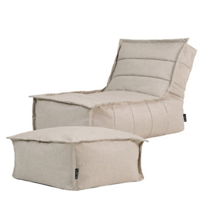icon Dolce Indoor Outdoor Bean Bag Lounger And Footstool Beige Patio Chairs - image 1