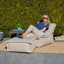 icon Dolce Indoor Outdoor Bean Bag Lounger And Footstool Beige Patio Chairs - thumbnail 2