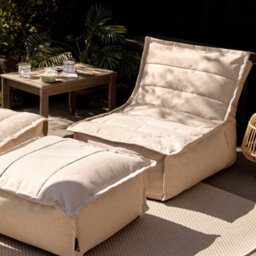 icon Dolce Indoor Outdoor Bean Bag Lounger And Footstool Beige Patio Chairs - thumbnail 3