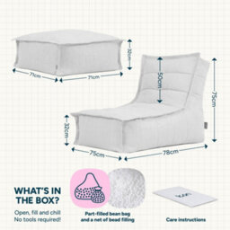 icon Dolce Indoor Outdoor Bean Bag Lounger And Footstool Beige Patio Chairs - thumbnail 7