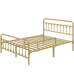 Yaheetech Antique Gold King Size Metal Platform Bed Frame With High Headboard And Footboard - thumbnail 2