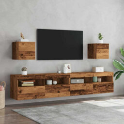Berkfield Wall Mounted Tv Cabinet 2 Pcs Old Wood 30.5X30X30 Cm - thumbnail 3