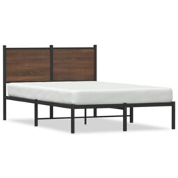 Berkfield Metal Bed Frame Without Mattress Brown Oak 120X190 Cm Small Double - thumbnail 2