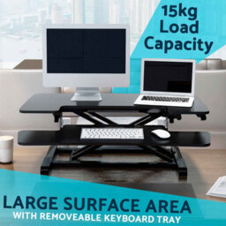 Dellonda 89Cm Height Adjustable Standing Desk Converter Riser, 50Cm Max Height, 15Kg Capacity - Dh15 - thumbnail 4