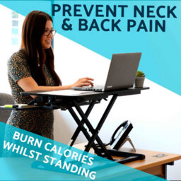 Dellonda 89Cm Height Adjustable Standing Desk Converter Riser, 50Cm Max Height, 15Kg Capacity - Dh15 - thumbnail 2