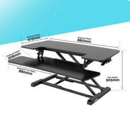 Dellonda 89Cm Height Adjustable Standing Desk Converter Riser, 50Cm Max Height, 15Kg Capacity - Dh15 - thumbnail 7