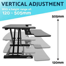 Dellonda 89Cm Height Adjustable Standing Desk Converter Riser, 50Cm Max Height, 15Kg Capacity - Dh15 - thumbnail 5