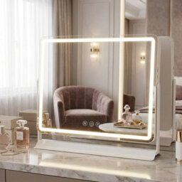 LED Hollywood Vanity Makeup Mirror 60 x 53 cm Dimmable Brightness 3 Light Modes Touch Sensor 360 Swivel - thumbnail 1