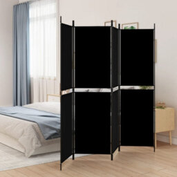 Vidaxl 4-Panel Room Divider Black 200X180 Cm Fabric Room Dividers