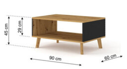 Arte Modern Luxi Coffee Table Oak Artisan W900mm X H450mm X D600mm - thumbnail 2