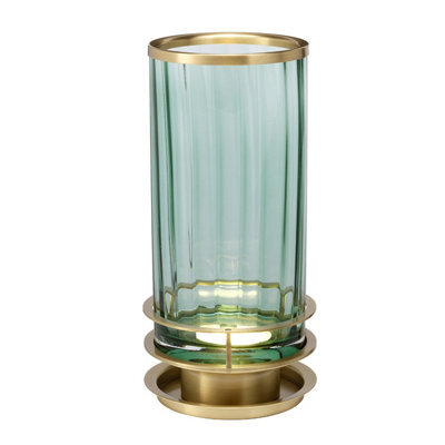 Luminosa Lighting Elstead Arno Table Lamp Metalwork Aged Brass, Green Glass - image 1