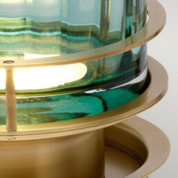 Luminosa Lighting Elstead Arno Table Lamp Metalwork Aged Brass, Green Glass - thumbnail 5