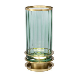 Luminosa Lighting Elstead Arno Table Lamp Metalwork Aged Brass, Green Glass - thumbnail 1