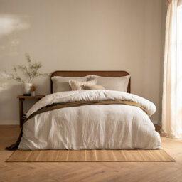 Yard Perrie Leaf Muslin 100% Cotton Duvet Sets, Natural, Super King - thumbnail 2