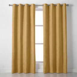 Luxury Living Velvet Chenille Ring Top Curtains Ochre - thumbnail 3