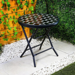 Foldable Indoor Or Outdoor Folding Table - Durable Metal Construction - Folds Flat - Drinks Side Table - thumbnail 2