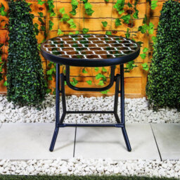 Foldable Indoor Or Outdoor Folding Table - Durable Metal Construction - Folds Flat - Drinks Side Table - thumbnail 4