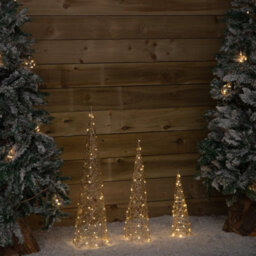 Samuel Alexander Set Of 3 Gold Light Up Gold Christmas Cones Decorations With 120 Warm White Leds - thumbnail 5