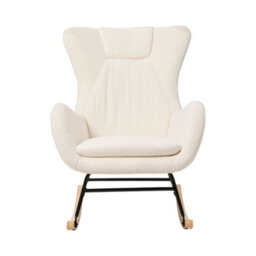 Thehotsale White Lambswool Upholstered Rocking Chair - thumbnail 2
