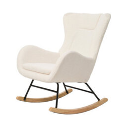 Thehotsale White Lambswool Upholstered Rocking Chair - thumbnail 3