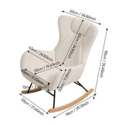 Thehotsale White Lambswool Upholstered Rocking Chair - thumbnail 4