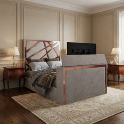 Askham Upholstered Soft Velvet Pebble Tv Bed Frame