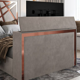 Askham Upholstered Soft Velvet Pebble Tv Bed Frame - thumbnail 6