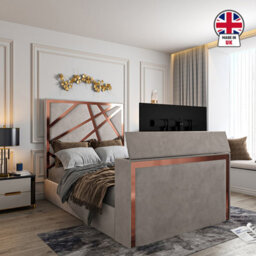 Askham Upholstered Soft Velvet Pebble Tv Bed Frame - thumbnail 4