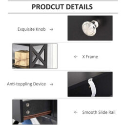 Black Console Table With Drawers Shelves Modern Style 80Cm Tall - thumbnail 4