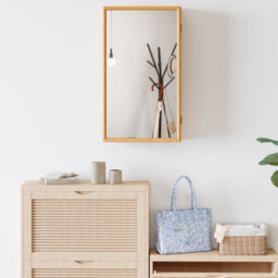 Gainoom Bathroom Wall Cabinet Bamboo Medicine Cabinet With Mirror & 2 Removable Shelves - thumbnail 4