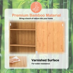 Gainoom Bathroom Wall Cabinet Bamboo Medicine Cabinet With Mirror & 2 Removable Shelves - thumbnail 8