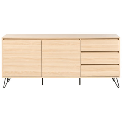 Wyld And Coco Everhome Scandinavian 2-Door Sideboard With 2 Drawers, Light Brown Particle Board, W160 X D40 X H70Cm - image 1