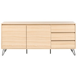 Wyld And Coco Everhome Scandinavian 2-Door Sideboard With 2 Drawers, Light Brown Particle Board, W160 X D40 X H70Cm - thumbnail 1
