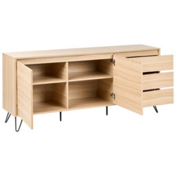 Wyld And Coco Everhome Scandinavian 2-Door Sideboard With 2 Drawers, Light Brown Particle Board, W160 X D40 X H70Cm - thumbnail 7
