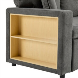 3 Seater L-Shaped Corner Sofa Bed With Pull-Out Section, Open Storage And Integrated Shelf, Dark Grey - thumbnail 9