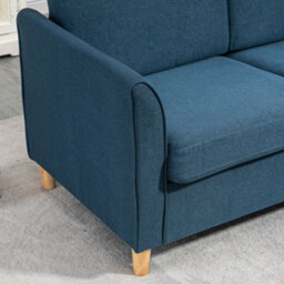 Homcom Double Seat Sofa, Linen Fabric Loveseat Couch With Armrests, Blue - thumbnail 9