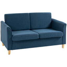 Homcom Double Seat Sofa, Linen Fabric Loveseat Couch With Armrests, Blue - thumbnail 2
