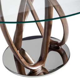Angel Cerda Stylish Round Tempered Glass And Walnut Dining Table For Modern Homes - thumbnail 4