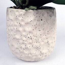 Leaf 60Cm Pure White Artificial Orchid With Ceramic Bubble Planter - thumbnail 3