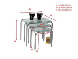 Aspect Furniture Set Of 3 Lisbon Rectangle Nesting Tables With Clear Glass Chromed Legs - thumbnail 4
