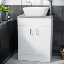 Nes Home 600mm White Vanity Cabinet And Counter Top Basin Sink - thumbnail 3