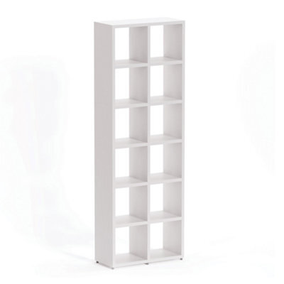 RB UK Boon 12 Cube Shelving Unit Eco-Friendly Bookcase Freestanding Heavy Duty White, Made In Austria (H)2180mm (W)740mm (D)330mm
