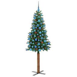 Vidaxl Slim Christmas Tree Green 180 Cm Pvc And Solid Pine Wood - thumbnail 4