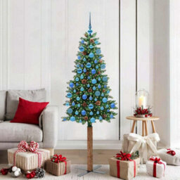 Vidaxl Slim Christmas Tree Green 180 Cm Pvc And Solid Pine Wood